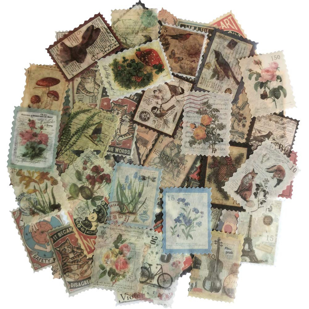 Vintage Scrapbook Washi Stickers Set 180Pcs Plant Old Modern Times Forest Animal