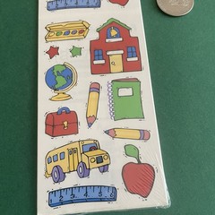 Vtg Frances Meyer Sticker Sheets- Back To School Buses Supply Schoolhouse Kids