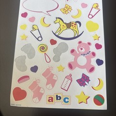 Vtg Baby Girl Stickers Bear Pink Socks Bottle Horse Blocks Hearts Toys