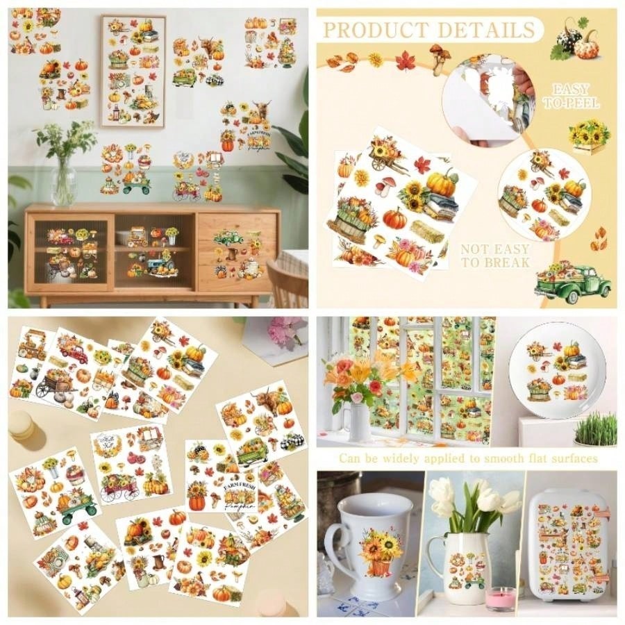 12 Sheets Fall Rub On Transfers Stickers for Furniture Garden Wood Window Home