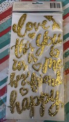 American Crafts Thickers, 23 Gold Glitter Foam Stickers, NEW!