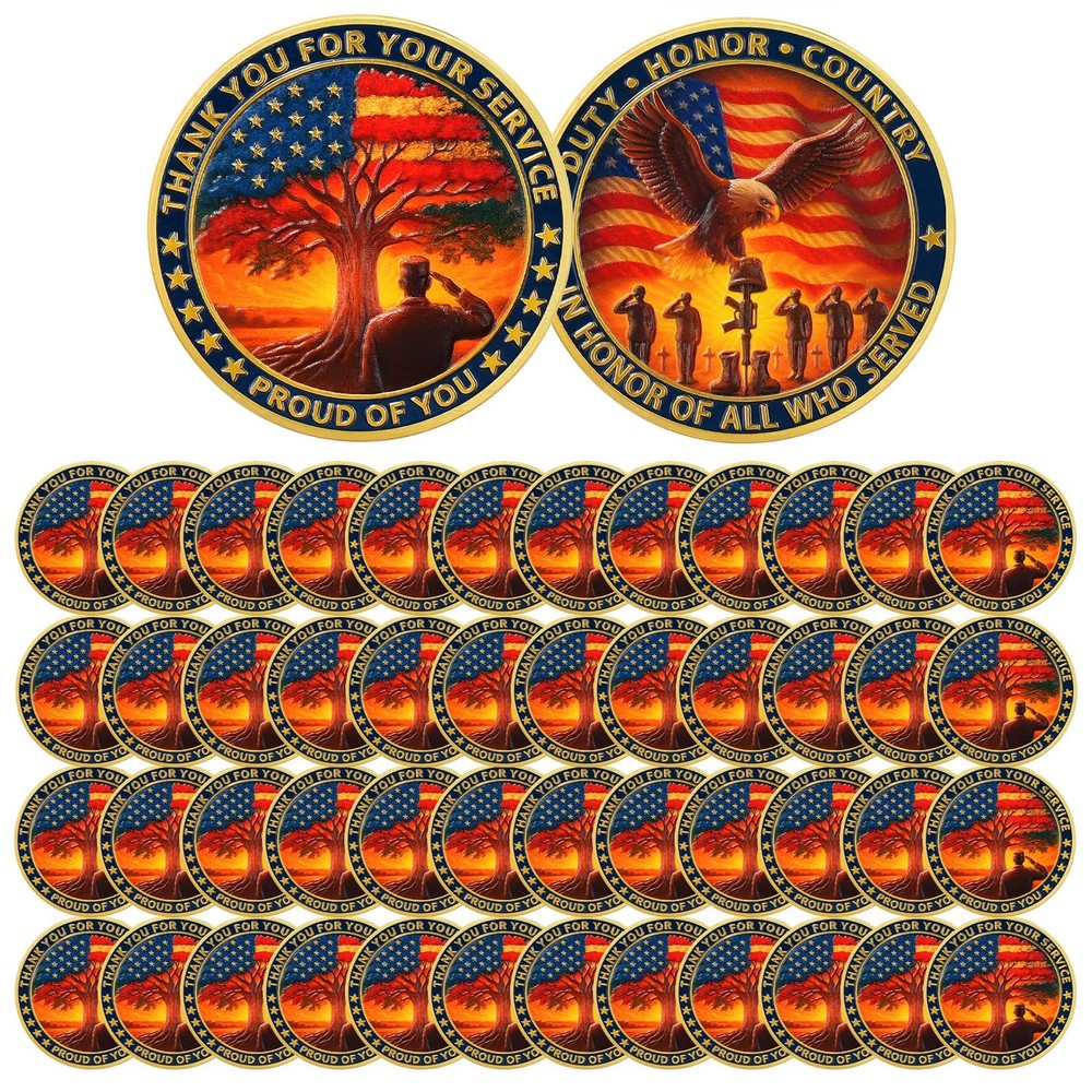 ASmileIndeep Military Challenge Coins – Thank You for Your Service Bulk Veter…