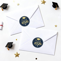 Class of 2026 Graduation Stickers – 60 Self-Adhesive Cap Seal Labels