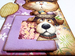 Easter Dog Cat Shaker Box Retro Kids Tags w/ Hidden Pocket OOAK #39 3D Handmade