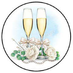 WEDDING CHAMPAGNE GLASSES ENVELOPE SEALS LABELS STICKERS FAVORS