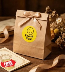 BLESS-VAST Thank You Stickers Yellow Smile 1 Inch 500 Pcs