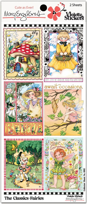 Mary Engelbreit Stickers 2 Sheets Whimsical Fairies Mushroom House Believe Wings