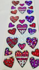 HAMBLY STUDIOS PRISMATIC STICKERS PINK PURPLE RED HEART VINTAGE COLLECTABLE RARE