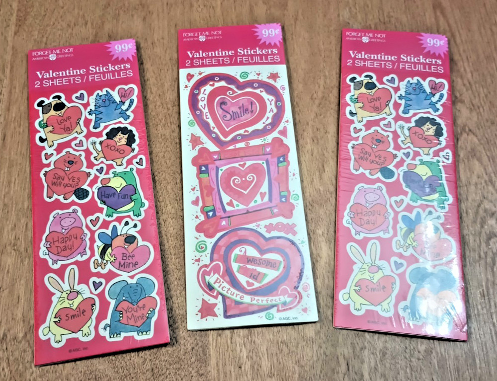Vtg Valentine Stickers New Sealed Forget Me Not American Greeting 3 packs