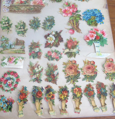 Antique 1910s Lot of Scrapbook Die Cut Cut-Outs Stickers Florals