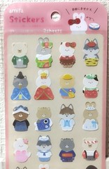 Amifa Animal Dress up Sticker 2 sht. Dog Cat Rabbit Bear 4 Seasons Kids JAPAN