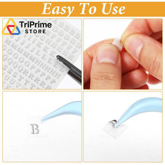 LXUEJIE 12 Sheets Small Letter Stickers, 3 Sizes Mini Alphabet Number Silver