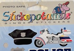 VTG STICKOPOTAMUS POLICE STICKERS SCRAPBOOK COPS PACKAGE 18 DESIGNS BINDER READY