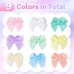 220PCS Tinkrstuff Macaroon Mini Bows for Crafts, 1″ Fabric Small Bows for Decora