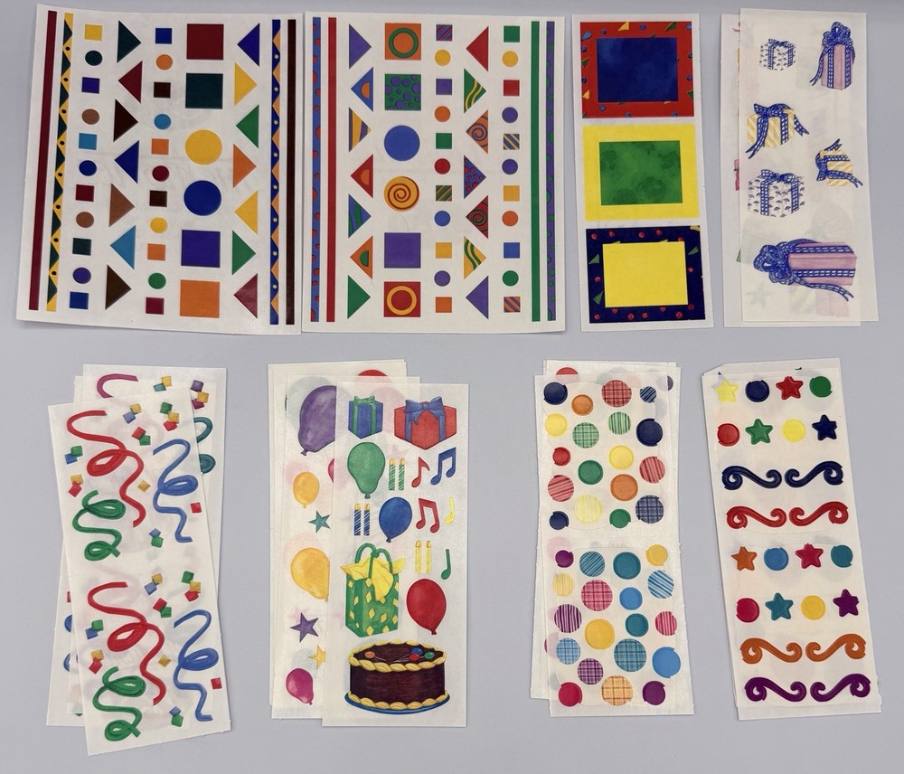 Vintage 1990s Creative Memories Stickers – 17 Sheets – Birthday Confetti Present