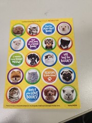 Dog and cat reading Sticker Sheet (20 stickers) cute puppy puppies kitty kitten