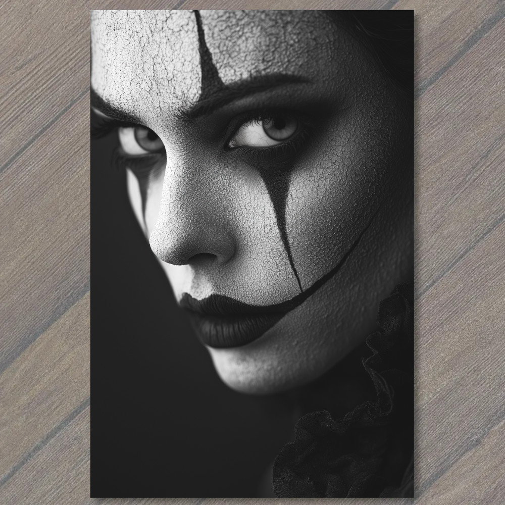STICKER Dramatic Clown Portrait Piercing Eyes Horror Gaze Carnival Dark Makeu
