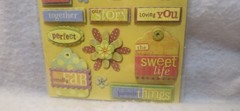 Scrapbooking 3D Chipboard Stickers Title Tags BloomsFlowers NEW K&Company 16 Pcs