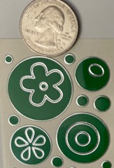 GREEN/SILVER FLOWER CIRCLE Stickers(49pc)Stampendous •Garden•Blooms•Daisy•Dots