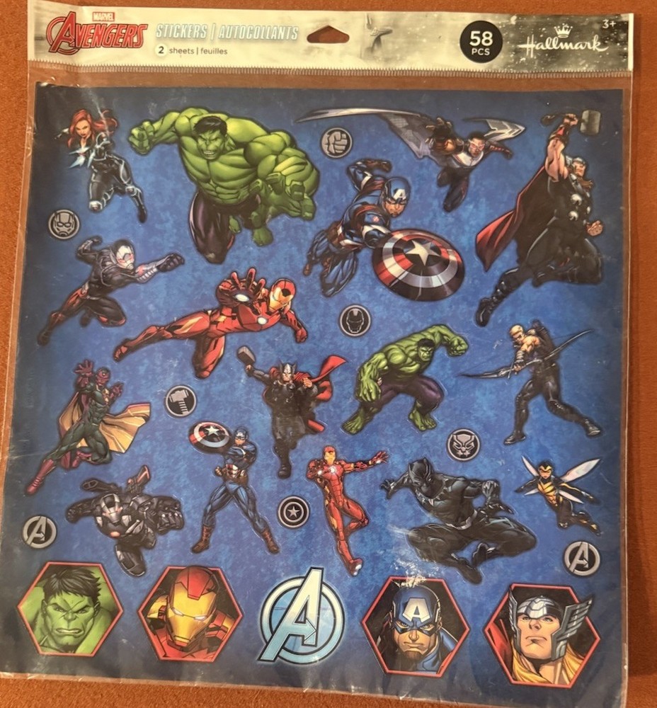 Hallmark Marvel Avengers Dimensional Stickers 58 Pieces Superheroes Multicolor