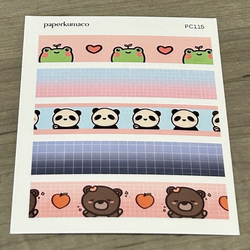 NEW PaperKumaCo Grid Strips Sticker Sheet Paper Kuma Co PKC Stickers B