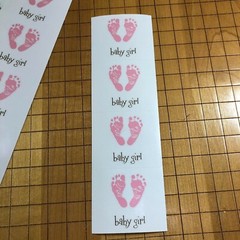 10 Mrs Grossmans Footprints Pink Stickers Shower Baby Girl Arrival Announcement