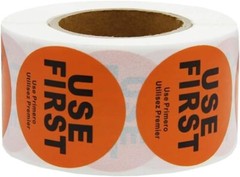 USE First Stickers Restaurant Food Service FIFO Label 1.5 Inch Total 500 Labels