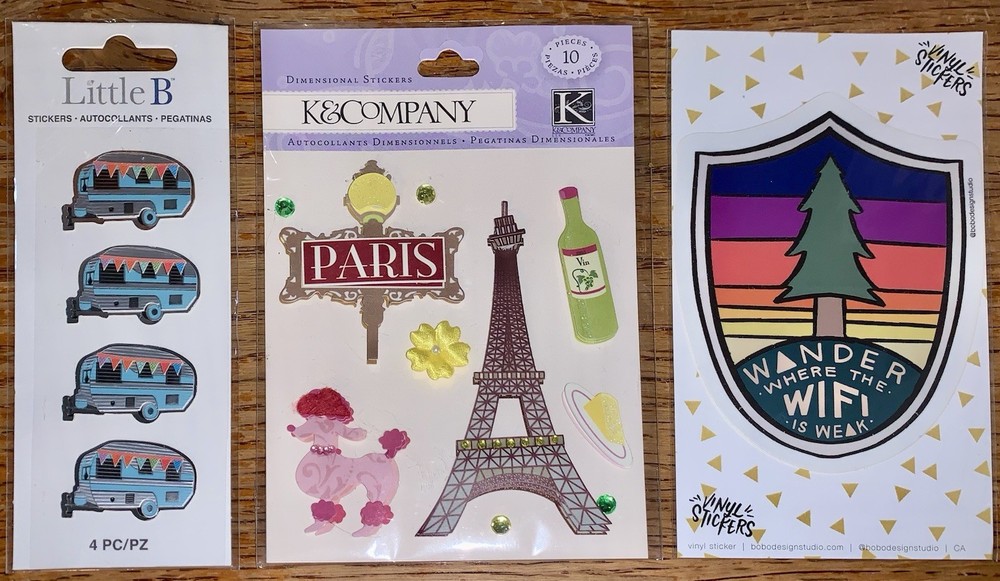 Travel Stickers Little B «Campers», K&Co. 3-D «Paris» & Bobo Design «Wander» NEW