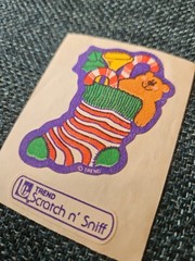 Vintage Trend 80S Large Matte Scratch N Sniff Sticker Christmas Stocking And