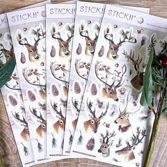 Stickii Club – Deer Stickers – Snow Winter Christmas Sticker Sheet – Crafts