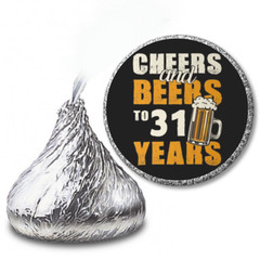 Cheers And Beers to 31 Years Mini Kiss Candy Labels | 31st Birthday Sticker