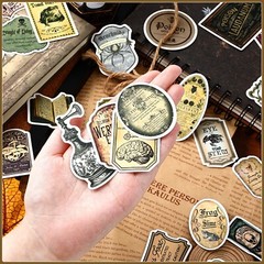 JUNEBRUSHS 324 Pcs Potion Labels Scrapbook Stickers, Vintage Gothic Aesthetic…