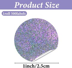500pc Holographic Silver Circle Stickers 1″ Round Rainbow Metallic Seal Labels