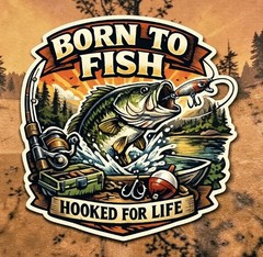 Born To Fish, Hooked For Life Sticker/Fishing