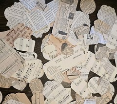 20 Die Cut Paper Tags – Vintage Book Pages Sheet Music Scrapbooking Junk Journal