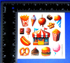 Carnival Fair Foods & Sweet Treats Stickers Sheet