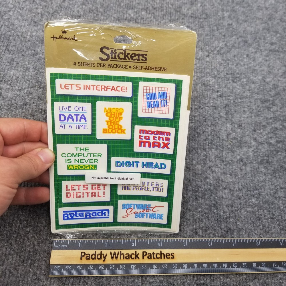 Vintage Hallmark Stickers Computer Sayings 1984 Sealed Package 4 Sheets Nerdy
