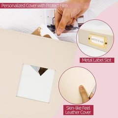 Vienrose 8.5×11 Scrapbook Photo Album 3-Ring Binder Leather Cover 100 Pages Beig