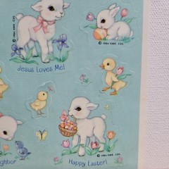 Hallmark Vintage 1985 Stickers 1 Sheet Easter Religious Cute Animals Jesus Faith