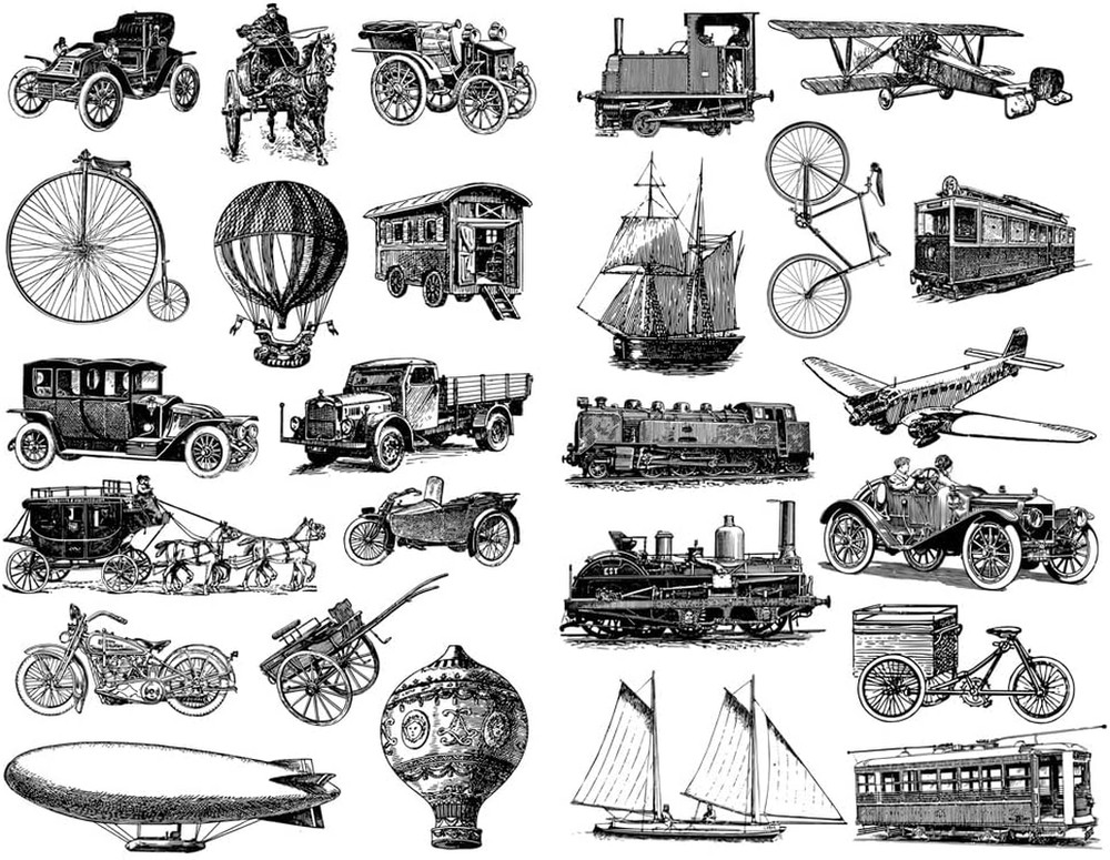 Retro Traffic Vehicles Ships Aesthetic Precut Cute Aesthetic Diary Travel Paper