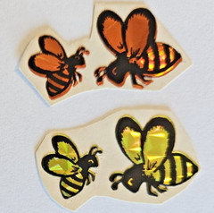 Vtg Bees Yellow and Orange Prism Sticker Lot of 4 Sticca 80s Trimmed 1 inch