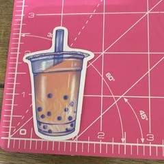 Bubble Tea Boba Drink Stickers Set, Multicolor Food & Drink Theme (4 pcs)