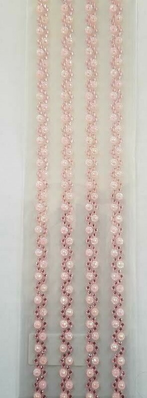 CraftbuddyUS CB117PK – 4 Self Adhesive Rhinestone Stripes, Color – PINK