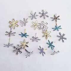 20 Pearl Snowflake Brads 2 Shapes 3 Clrs Winter Cardmaking Embellishments Crafts