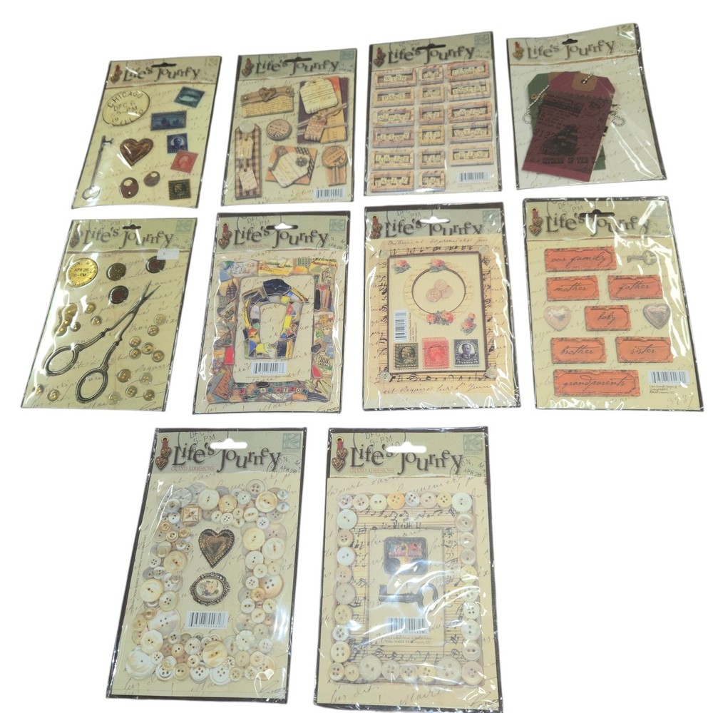 K&Company Lifes Journey Scrapbook Embellishment Lot 10 Packs Vintage Style Mixed