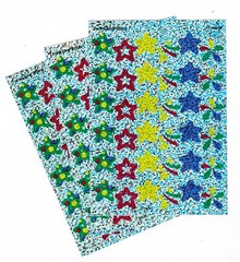STARS 3 sheets Sparkly Colorful Pattern Scrapbook Stickers!