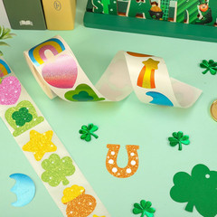 Whaline St. Patrick’s Day Stickers Roll Holographic Seal Stickers Sparkly Funny