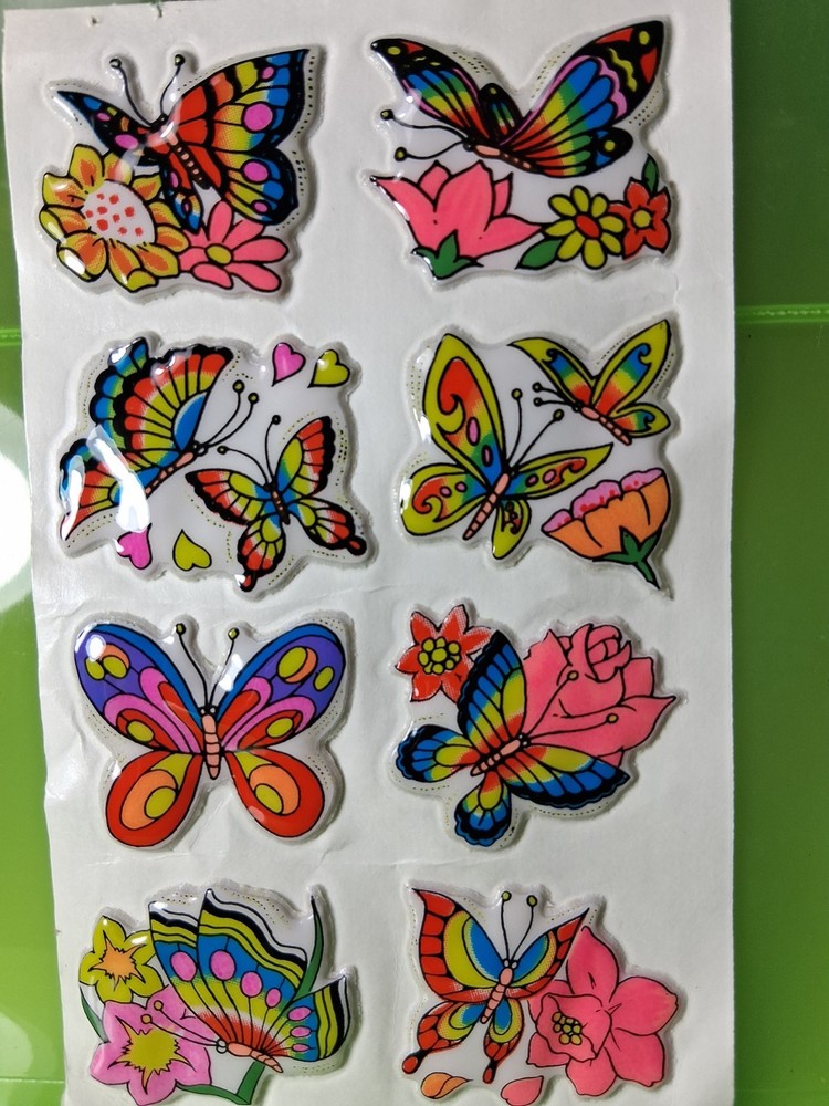 vintage 1980s imperial toy corp. puffy butterfly stickers