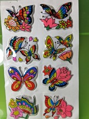 vintage 1980s imperial toy corp. puffy butterfly stickers