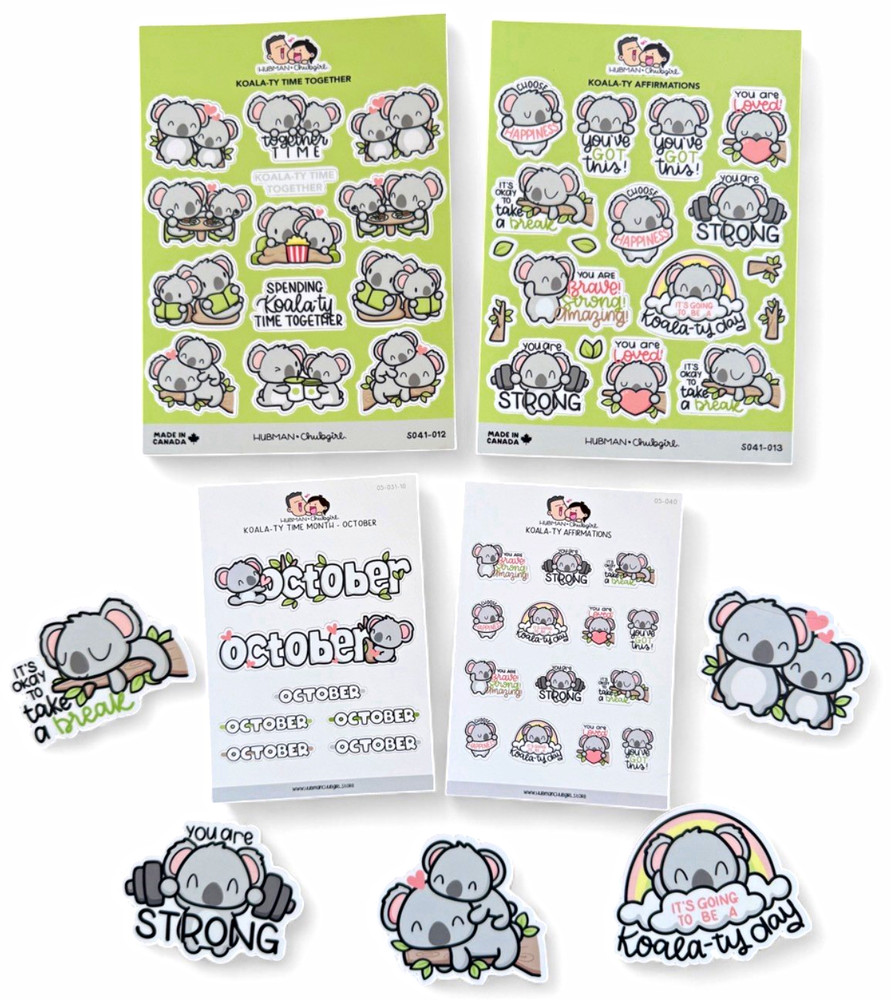 Hubman & Chubgirl Koala-ty Time & Affirmations Multicolor Stickers